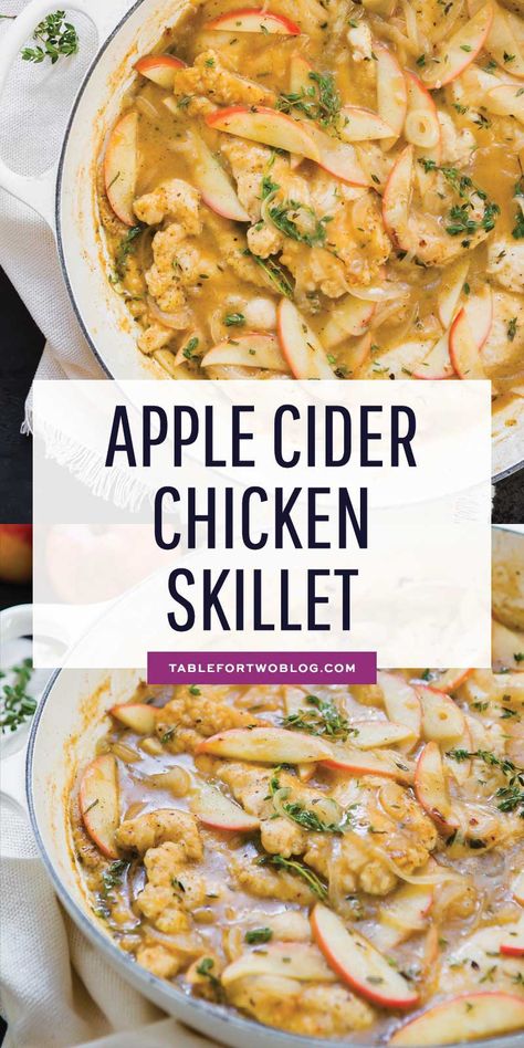 Apple Cider Chicken Skillet - Chicken Skillet Recipe with Apples Apple Chicken Recipes, Apple Cider Chicken, Cider Chicken, Recipe With Apples, Apple Cider Uses, Apple Cider Recipe, Apple Chicken, Chicken Skillet Recipes, Slow Cooker Apples