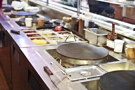 Walk by Profi's Creperie at the Reading Terminal Market around lunchtime and the smell might make you stop in your tracks. Crepe Station, Food Truck Interior, Crepe Cafe, Crepe Bar, Reading Terminal Market, Asian Bistro, Food Rings, Bubble Waffle, Asian Street Food