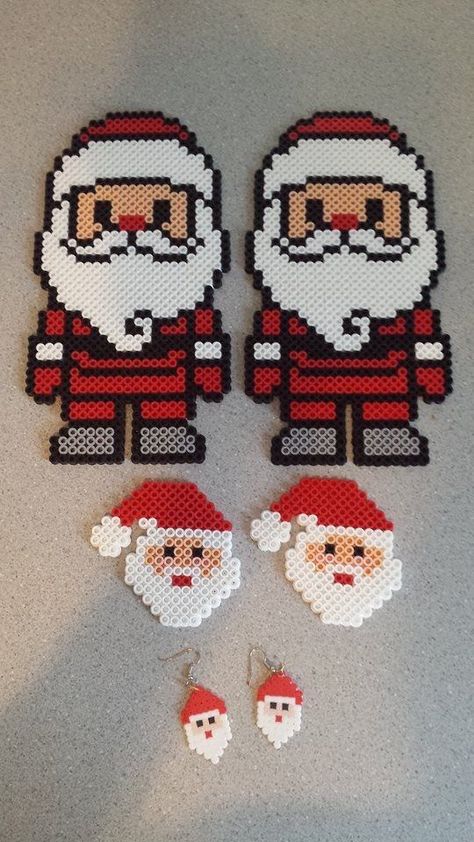 Hama Beads Patterns Christmas, Hama Beads Christmas, Perler Bead Designs, Hama Art, Santa Klaus, Christmas Perler Beads, Hamma Beads Ideas, Easy Perler Bead Patterns, Pearl Beads Pattern