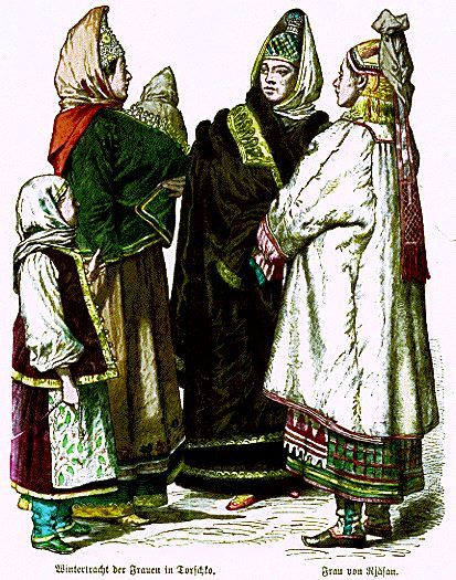 Plate #66d - Seventeenth and Eighteenth Centuries - Russia Russian Village, Russian Clothing, Peter The Great, Village Girl, Russian Fashion, Russian Art, Historical Clothing, 17th Century, High Quality Art Prints