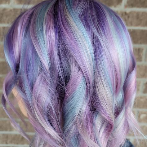 Platinum Blond And Purple Hair, Blonde Hair With Purple And Blue Highlights, Purple Platinum Hair Ombre, Pastel Pink And Purple Hair, Blonde And Lilac Hair Ombre, Platinum Blonde Hair Hint Of Purple, Blonde And Purple Hair, Blonde Pink Purple Blue Hair, Blue And Pink Hair