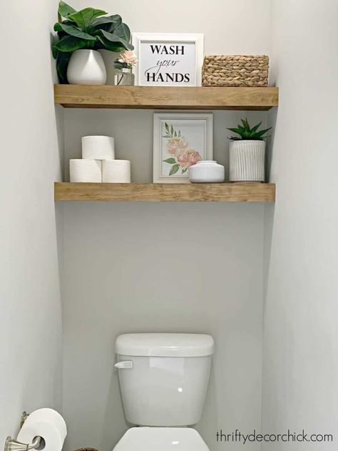 Dresser Makeover Diy, Float Shelf, Above Toilet, Shelves Above Toilet, Shelves Over Toilet, Bathroom Shelves Over Toilet, Toilet Shelves, Bathroom Shelf Decor, Diy Dresser Makeover