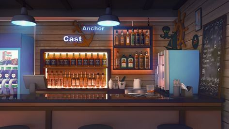 Gacha Restaurant Background, Gacha Bar Background, Bar Anime Background, Anime Restaurant Background, Bar Concept Art, Anime Bar, Anime Tavern Background, Bar Background, Background Bar