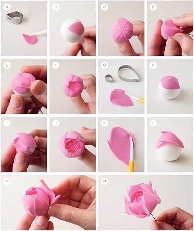 Large Paper Flower Tutorial, Cake Flowers Tutorial, Paper Flowers Roses, Sugar Paste Flowers, Sugar Flowers Tutorial, Fondant Flower Tutorial, Wafer Paper Flowers, Fondant Rose, Making Fabric Flowers