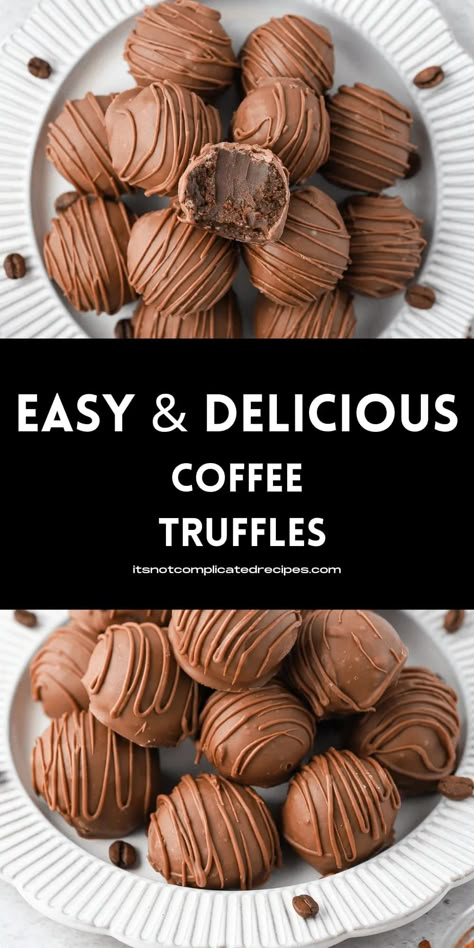 My rich and creamy, smooth and decadent, Easy Coffee Truffles are the ideal after-dinner confection. Containing just 4 ingredients, they are a chocolate lover’s dream! Coffee and chocolate come together to produce a luxurious sweet treat. Serve a platter of these delicious Coffee Truffles to your guests and watch as they disappear! Coffee Truffles, I Lost 100 Pounds, Homemade Chocolate Truffles, Homemade Truffles, Dessert Truffles, Chocolate Candy Recipes, Making Cakes, Candy Truffles, Lost 100 Pounds