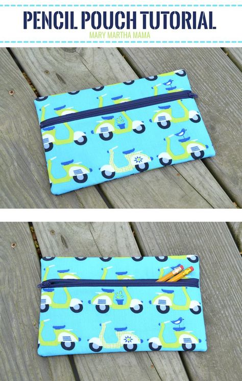 Pencil Pouch Tutorial – Mary Martha Mama- how to sew a pencil pouch with a zipper Pencil Pouch Tutorial, Sew Bags, Sewing Creations, Mary And Martha, Pouch Diy, Zipper Pouch Tutorial, Theme Harry Potter, Pouch Tutorial, Sewing Bags