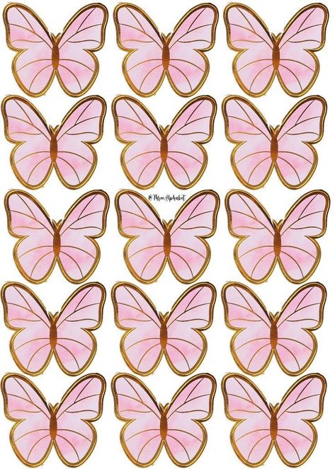 Pink Cake Toppers, Butterfly Cupcake Toppers, Diy Cake Topper Birthday, Photo Cake Topper, Butterfly Cupcakes, Idee Babyshower, Butterfly Cake Topper, Birthday Cake Topper Printable, Butterfly Template