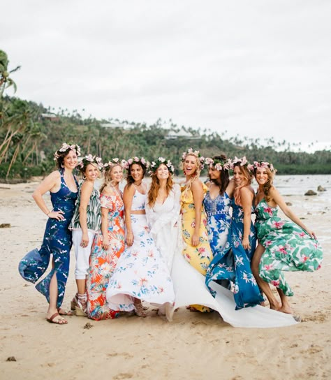 Koro Sun Resort Fiji- Wedding: Sarah & Euripides - Great Destination Weddings Beach Wedding Aisles, Beach Wedding Ideas, Beach Wedding Decorations Reception, Fiji Wedding, Wedding Dresses Videos, Tropical Beach Wedding, Bridal Party Attire, Group Of Women, Wedding Photoshoot Poses