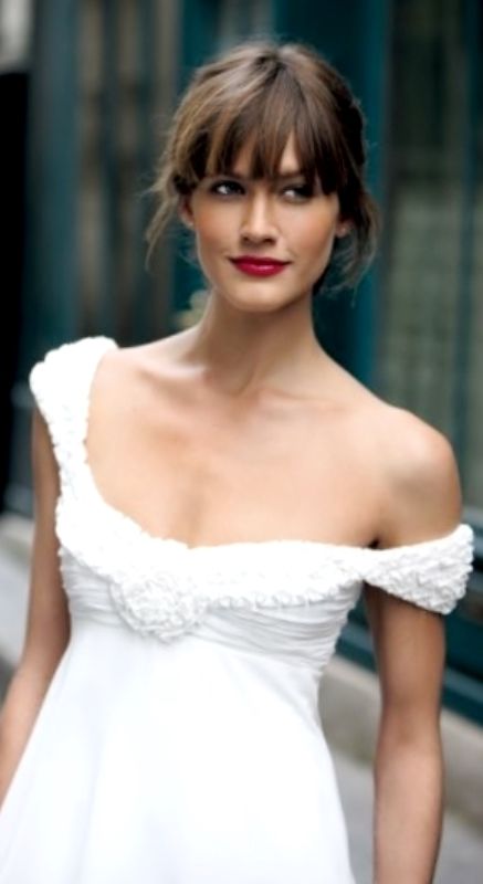 Bride's updo with bangs  bridal hair Toni Kami Wedding Hairstyles ♥ ❷ Wedding hairstyle ideas  Empire wedding gown Bangs Updo, Bride Updo, Classic Wedding Hair, Wedding Hairstyles Bride, Side Hairstyles, Best Wedding Hairstyles, Trendy Wedding Hairstyles, Taylor Swift Hair, Fringe Hairstyles