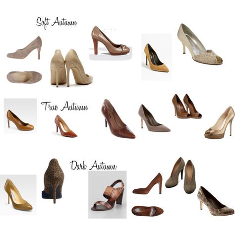 Soft Autumn Nude Shoes by christinems on Polyvore featuring Stuart Weitzman, Jimmy Choo, Gianvito Rossi, Yves Saint Laurent, Gucci, Banana Republic, Rupert Sanderson, Tory Burch, Pierre Hardy and HermÃ¨s Polyvore Autumn, Soft Autumn Deep, 12 Blueprints, Autumn Accessories, Soft Autumn Color Palette, True Autumn, Autumn Shoes, Colour Analysis, Dramatic Classic