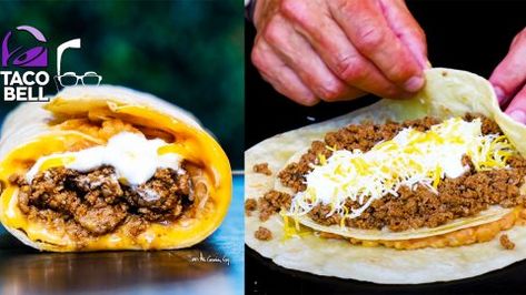 5 Layer Burrito Recipe, Taco Bell Burrito Recipe, Beefy 5 Layer Burrito, 5 Layer Burrito, Burrito Ingredients, Taco Bell Recipes, Burrito Recipe, Diy Joy, Fast Food Places