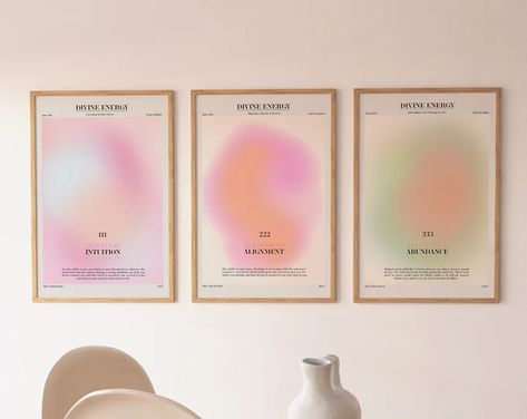 TheVisualPrint - Etsy Spiritual Angels, Aura Gradient, Harmony House, Divine Energy, Motivation Poster, Divine Timing, Bedroom Space, Angel Number, Wall Art Canvas Painting