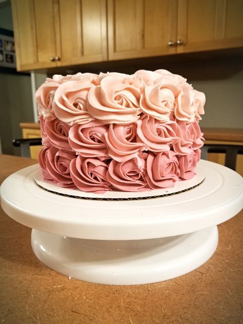 Rose Pink Birthday Cake, Dusty Rose Cake Birthday, Dusty Pink Cake, Birthday Cake Rose Gold Blush Pink, Rosette Smash Cake, Pink Rossete Cake, Pink Baby Shower Cake, Rose Girl, Rosette Cake