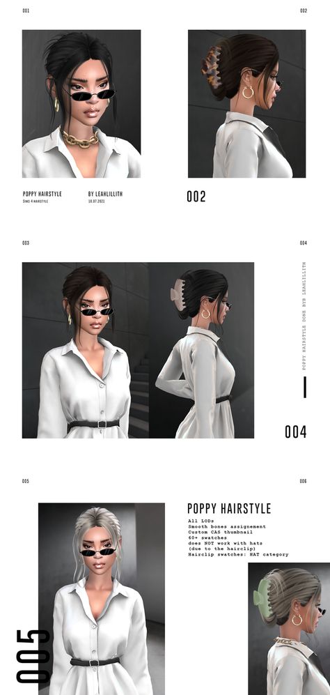 Poppy Hairstyle | LeahLillith on Patreon Sims 4 Leahlillith, Download Sims, Sims 4 Piercings, Mod Hair, Pelo Sims, Free Sims 4, Sims 4 Mm, Mixed Hair, Clip Hairstyles