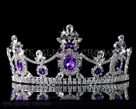 This is a cute purple gemed crown. Crown For 15 Purple, Purple Crown Aesthetic, Crown Purple Aesthetic, Quince Crowns Silver And Purple, Purple Crystal Crown, Fantasy Crown, Bridal Crown Tiara, Crown Aesthetic, Purple And Gold Wedding