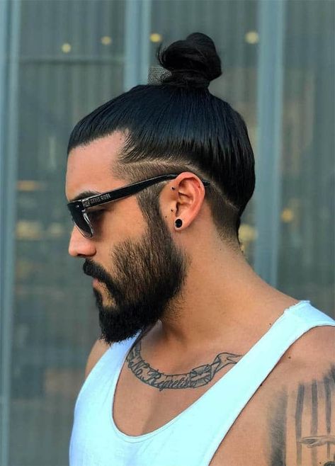 If you are thinking about beard styles with long hair for men, you must grow a full beard so that you can experiment with various styles and choose the best one. Beard styles are trending all over the world that was mainly religious thing before. There is a number of beard styles you can give a try. Mens Long Hair Undercut, Long Hair Fade, Man Bun Haircut, Man Bun Undercut, Man Bun Styles, Professional Hairstyles For Men, Man Bun Hairstyles, Undercut Long Hair, Men's Long Hairstyles