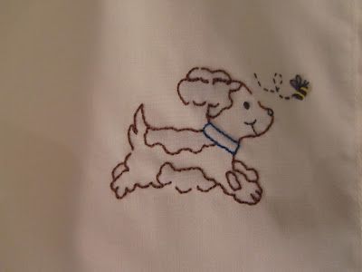 Smock, Sew and Be Merry: June 2012 Dog puppy embroidery Diaper Shirt, Shadow Embroidery, Dog Embroidery Designs, Baby Embroidery, Embroidery On Clothes, Japanese Embroidery, Cute Embroidery, Boy Shirt, Shirt And Shorts