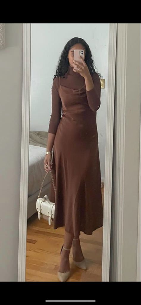 Brown Dress And Sneakers Outfit, Modern Outfits For School, Corporate Baddie Skirt Outfits, Modest Fall Outfits Casual Apostolic Fashion, Winter Dresses For Church, Fall Church Dresses, Modest Church Outfits Black Women, Modest Feminine Outfits Black Women, Cute Christian Outfits Modesty