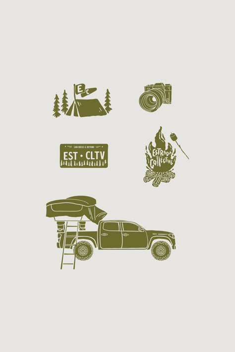 Custom outdoor illustrations & graphic design for a small business here in San Diego. Camping Logos Design, Outdoor Illustration Graphic Design, Off Road Logo Design, National Park Graphic Design, Road Illustration Design, Camp Typography, Outdoorsy Logos, Outdoors Graphics, Outdoorsy Stickers