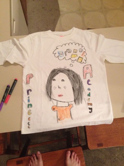 I made this T-shirt with Crayola fabric markers they really did help that you think now I just got an A+ on my project and I have a new fabulous shirt! T Shirt Drawing Ideas, Shirt Drawing Ideas, T Shirt Drawing, Shirt Drawing, Fabric Markers, Drawing Ideas, You Think, Markers, Graphic Tshirt