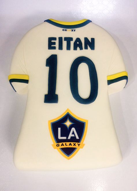 LA Galaxy Birthday Cake #SweetEsBakeShop #LAGalaxy Soccer Jersey Cake, Galaxy Birthday Cake, Jersey Cake, Galaxy Birthday, Galaxy Cake, Custom Cake, Bake Shop, Cake Shop, Soccer Jersey