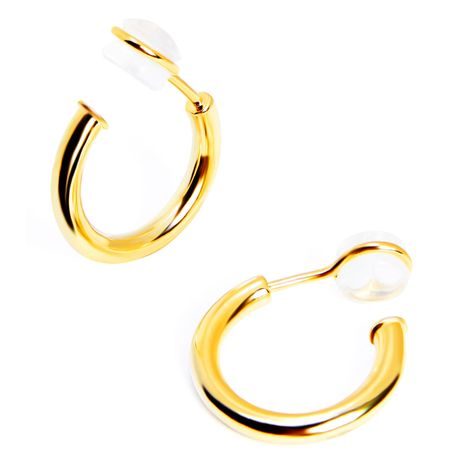 Yurielys Chunky Clip on Hoop Earrings for Women, 14K Real Gold Plated Non Pierced Tube Hoop, Fake Piercing Gold Hoop Earrings Gold Clip On Earrings, Clip On Hoop Earrings, Coil Design, Clip Design, Chunky Earrings, Fake Piercing, Gold Clips, Hoop Earrings Gold, Birthday Wishlist