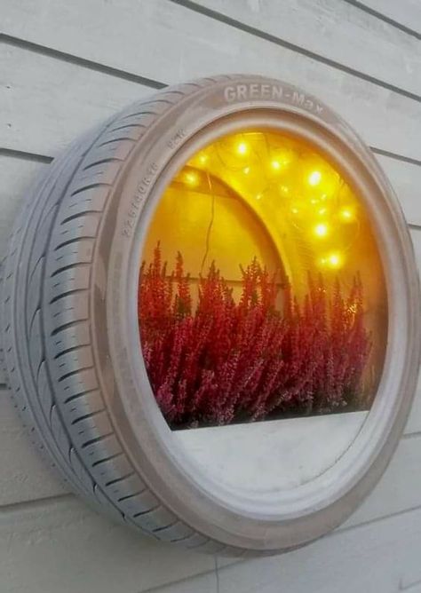 Garden Ideas Using Old Tires, Kursi Ban, Tire Craft, Tire Garden, Tire Art, Garden Decor Projects, Old Tires, Furniture Free, Backyard Lighting