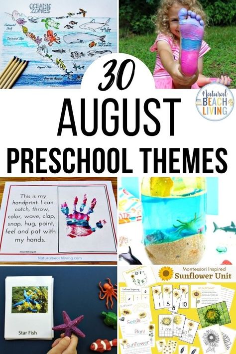 August Preschool Themes Lesson Plans, August Themes For Preschool Lesson Plans, Preschool August Themes, Lesson Plan Themes For Preschool, August Montessori Activities, August Lesson Plan Themes, August Lesson Plans Preschool, August Activities For Preschool, End Of Summer Lesson Plans Preschool