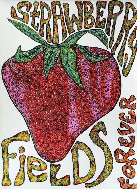 Hippie Posters, Beatles Poster, 60s Hippie, Strawberry Fields Forever, Dorm Art, Dorm Posters, Picture Collage Wall, Strawberry Fields, Photo Wall Collage