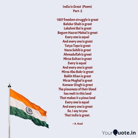 Best Thought and Poem: India is Great (Poem) Part- 2 Patriotic Poems India In English, Poems Of Love, Patriotic Poems, Patriotic Quotes, Great Poems, Quotes On Love, Quotes On Life, Best Poems, Book Art Diy