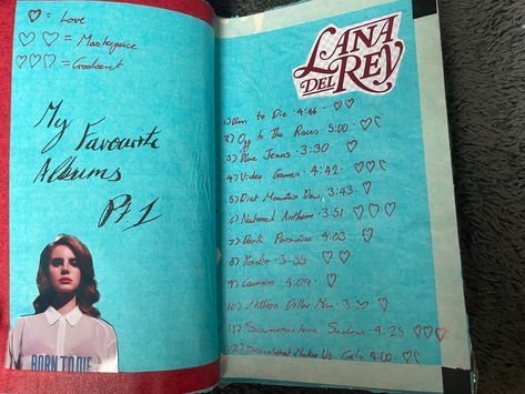 Journal Page / Spread Inspo | Album Review Album Review Journal, Journal Page, Journal Pages, Lana Del Rey, Bullet Journal, Book Cover, Books