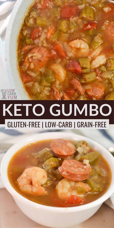 Keto Gumbo, Shrimp Gumbo Recipe, Shrimp Gumbo, Keto Crockpot, Sausage Gumbo, Easy Crockpot Chicken, Stew Chicken Recipe, Gumbo Recipe, Frozen Shrimp