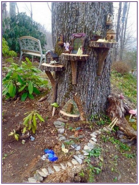 39+ Awesome Whimsical Garden Ideas & Designs For 2020 Easy Fairy Garden Ideas, Easy Fairy Garden, Fairy Garden Ideas For Kids, Garden Ideas For Kids, Fairy Garden Design Ideas, Fairy Garden Ideas, Fairy Tree Houses, Fairy House Diy, Fairy Garden Crafts