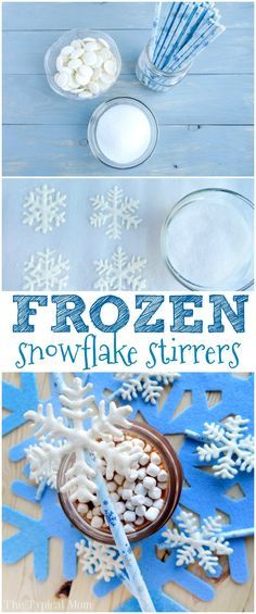 Chocolate snowflake stirrers perfect for a FROZEN birthday party or hot chocolate stirrers for Christmas. These are so fun to make! via @thetypicalmom Mrs Fields Chocolate Chip Cookies, Hot Chocolate At Home, Chocolate Stirrers, Chocolate At Home, Hot Chocolate Stirrers, Disney Frozen Party, Cup Of Hot Chocolate, Holiday Goodies, Christmas Food Desserts