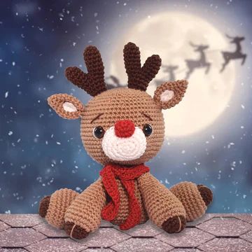 Crochet Christmas Lovey Free Pattern, Crochet Rudolph, Crochet Reindeer, Disney Crochet, Amigurumi Yarn, Tl Yarn Crafts, Christmas Arts, Amigurumi Cow, Mary Maxim