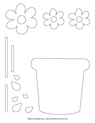 mother's day flower pot template - printable Mother's Day craft Flower Templates Printable Free, Mothers Day Flower Pot, Diy Flower Pot, Mothers Day Card Template, Flower Templates Printable, Hanging Craft Ideas, April Crafts, Free Printable Crafts, Craft Flowers