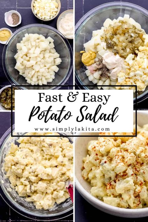 Try making this easy Potato Salad Recipe with Egg that's the perfect combination of savory, sweet, and flavorful. It's a classic Southern side dish recipe that's loaded with flavor and my mom's delicious recipe. simplylakita.com #potatosalad Potato Egg Salad, Easy Potato Salad Recipe, Sweet And Sour Cabbage, Best Potato Salad Recipe, Potatoe Salad, Southern Side Dishes, Southern Potato Salad, Potato Salad Recipe Easy, Classic Southern Recipes