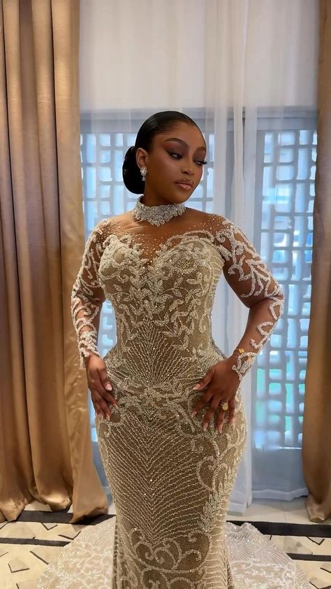 Lace Reception Dress For Bride, Nigerian Wedding Reception Dress For Bride, Bridal Kente Styles, Nigerian Wedding Reception Dress, Luxury Wedding Reception, Wedding Reception Gowns, Black Sequin Prom Dress, Nigerian Wedding Dresses Traditional, Lace Styles For Wedding