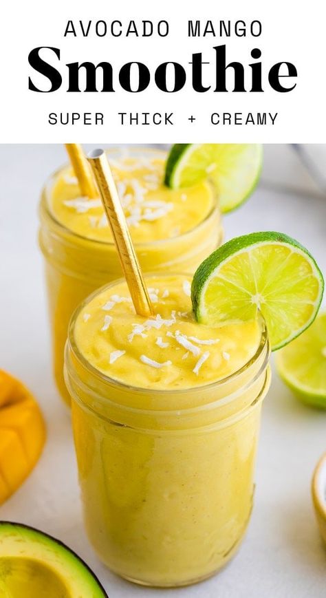 Avocado Drink, Mango Avocado Smoothie, Avocado Smoothie Recipe, Avocado Recipes Healthy, Mango Smoothie Recipes, Frozen Mango, Smoothie Recipes Healthy Breakfast, Healthy Snacking, Avocado Smoothie