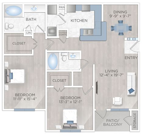 Our two bedroom apartments appeal to people in a variety of life stages from newlywed couples starting their lives together, the single adult looking for extra space or a home office or people downsizing from a house. The 2-bedroom apartment collection in Katy includes three different apartment plans for a variety of lifestyles with extraordinary amenities! The Lakes at Cinco Ranch Apartments in Katy 2855 Commercial Center Blvd Katy, TX 77494 Two Person Apartment, Two Bedroom Apartment Layout, Apartment For Two People, Bachelorette Pad Apartment, Korean Apartment, Pretty Apartments, Office Floor Plan, Two Bedroom Apartment, Free House Design