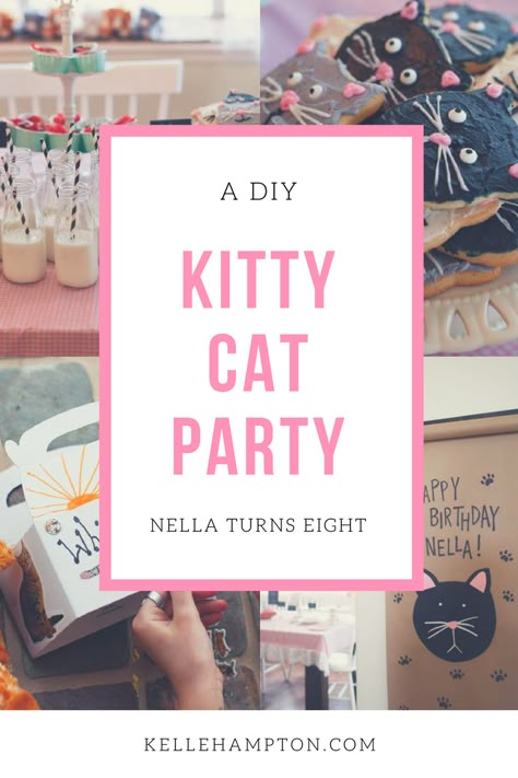 How to throw an awesome DIY Kitty Cat Birthday Party for your daughter or other cat lover out there! Find out more on kellehampton.com #etst #kellehampton #DIY Kitty Cat Birthday Party, Kitty Cat Party, Cat Party Decorations, Kitty Party Themes, Cat Tea Party, Kitten Birthday Party, Cat Themed Parties, Cat Themed Birthday Party, Pumpkin Birthday Parties