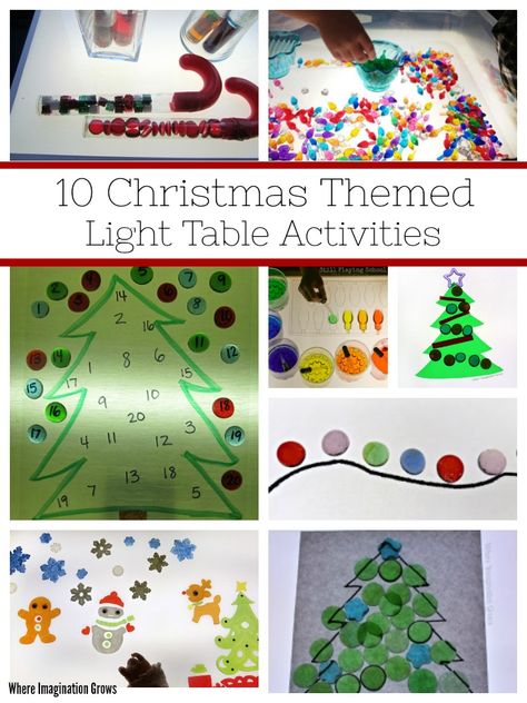 Christmas Light Table Ideas, Christmas Light Table Activities, Light Table Ideas For Preschoolers, Christmas Light Table, Table Activities For Kids, Christmas Sensory Activities, Fine Motor Crafts, Fun Christmas Activities For Kids, Light Table Activities