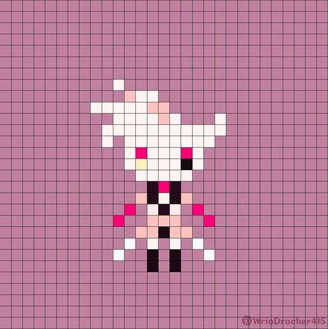 please😭😭😭 Easy Hazbin Hotel Drawings, Pixel Art Pattern Hazbin Hotel, Helluva Boss Pixel Art Grid, Hazbin Hotel Pixel Art Grid, Hazbin Hotel Perler Bead Patterns, Hazbin Hotel Cross Stitch, Helluva Boss Perler Beads, Hazbin Hotel Crochet, Helluva Boss Pixel Art