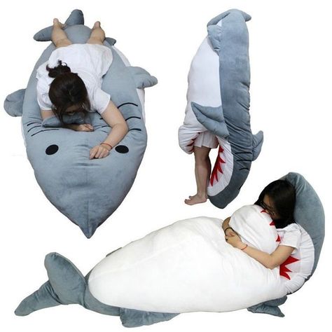 Huge Shark, Shark Sleeping Bag, Cute Shark, Summer Plans, Cute Stuffed Animals, Cute Room Decor, Mua Sắm, Gift Boutique, Cute Plush