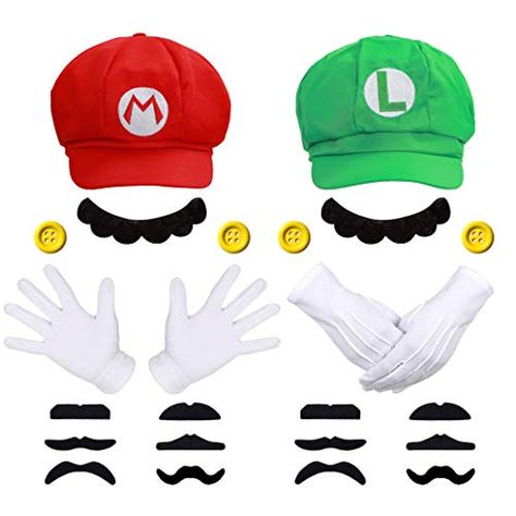 Mario And Luigi Hats, Mario Cap, Luigi Hat, Mario Und Luigi, Super Mario Luigi, Luigi Costume, Mario Hat, Mario Costume, Mario Y Luigi