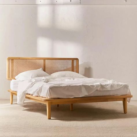 17 Best Low Platform Bed Frames 2021: Chic, Minimalist Designs to Sleep On Now | Glamour Low Platform Bed Frame, Boho Bed Frame, Low Platform Bed, Low Bed Frame, Rattan Bed, Minimalist Bed, Bed Design Modern, Low Bed, Wood Bed Frame