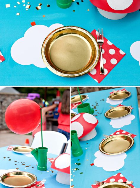 Super Nintendo Party, Simple Mario Birthday Party, Super Smash Bros Party, Super Mario Brothers Party, Mario Brothers Birthday Party, Mario Kart Party, Mario Bros Birthday Party Ideas, Nintendo Party, Super Mario Bros Birthday Party