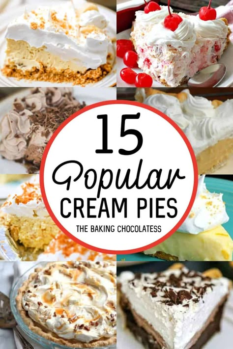 Dive into holiday sweetness with these cream pies recipes! From chocolate cream pies and raspberry cream pies to no bake banana cream pies and 4 ingredient orange cream mini pies, find the best cream pies for the season. Perfect for Christmas and special events! Easy Cream Pie Recipes, Chocolate Thanksgiving Desserts, Vanilla Truffles, Freezer Pies, Cheesecake Bars No Bake, Dreamsicle Cake, Thanksgiving Chocolate Desserts, Butter Pecan Fudge, Sugar Cookies With Buttercream Frosting