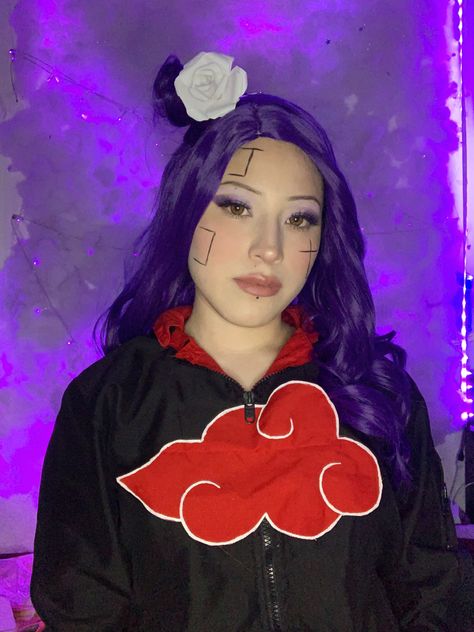 Akatsuki Makeup, Konan Cosplay, Konan Akatsuki, Akatsuki Cosplay, Halloween Looks, Natural Makeup Looks, Diy Halloween, Halloween Diy, Natural Makeup