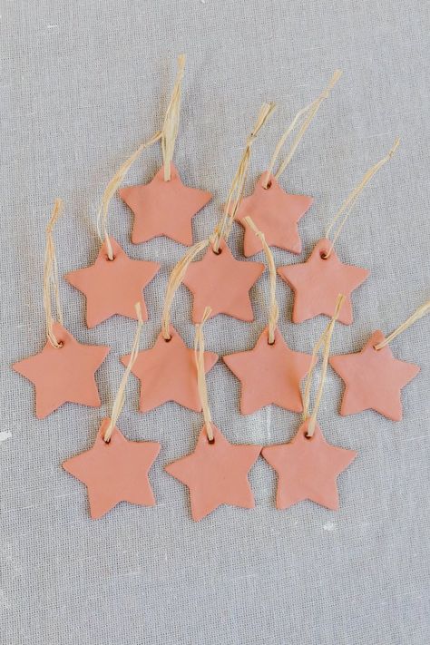 Diy Christmas Ornaments Salt Dough, Diy Terracotta Ornaments, Terra Cotta Christmas Ornaments, Diy Terracotta Christmas Ornaments, Terracotta Air Dry Clay, Terracotta Christmas Ornaments, Terracotta Clay Crafts, Cinnamon Clay Ornaments, Terra Cotta Christmas